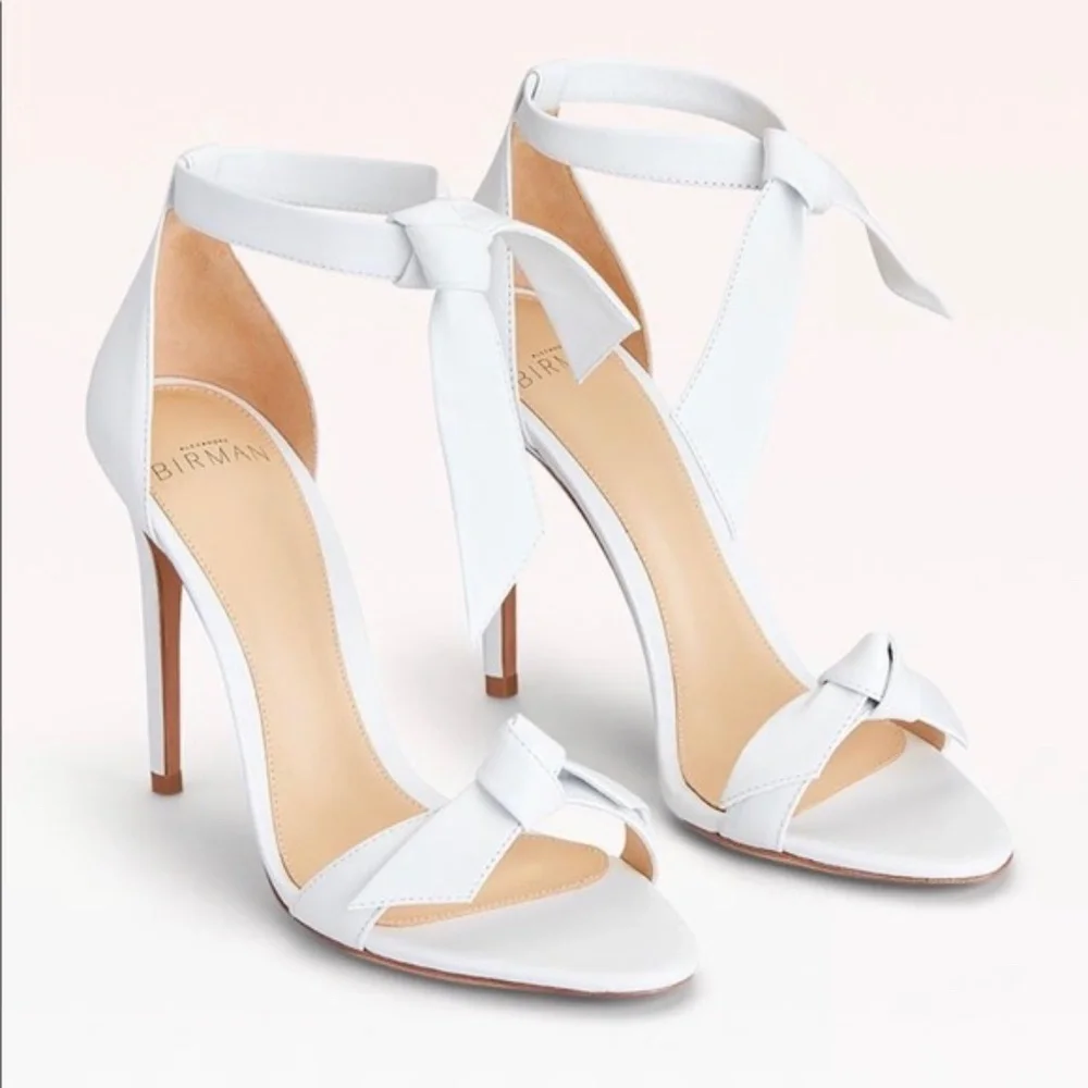 Alexandre Birman White Leather Clarita 100 Sandals New In Box  US8 / IT38